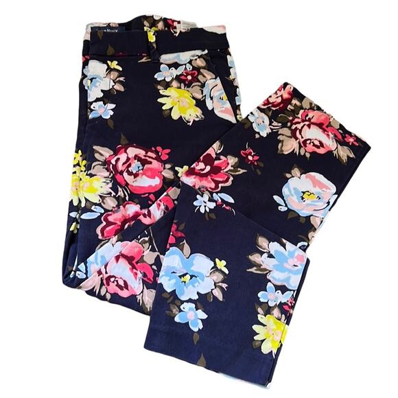 Old Navy Colorful Floral Navy Mid-Rise Harper Pants - Picture 1 of 11